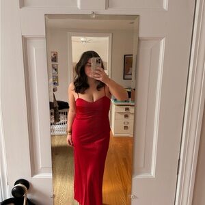 Wayf Strapless Red Dress